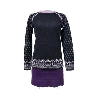 NEVE Ellie Wool Blend Purple Acai Crewneck Sweater And Straight Skirt 16" Long.